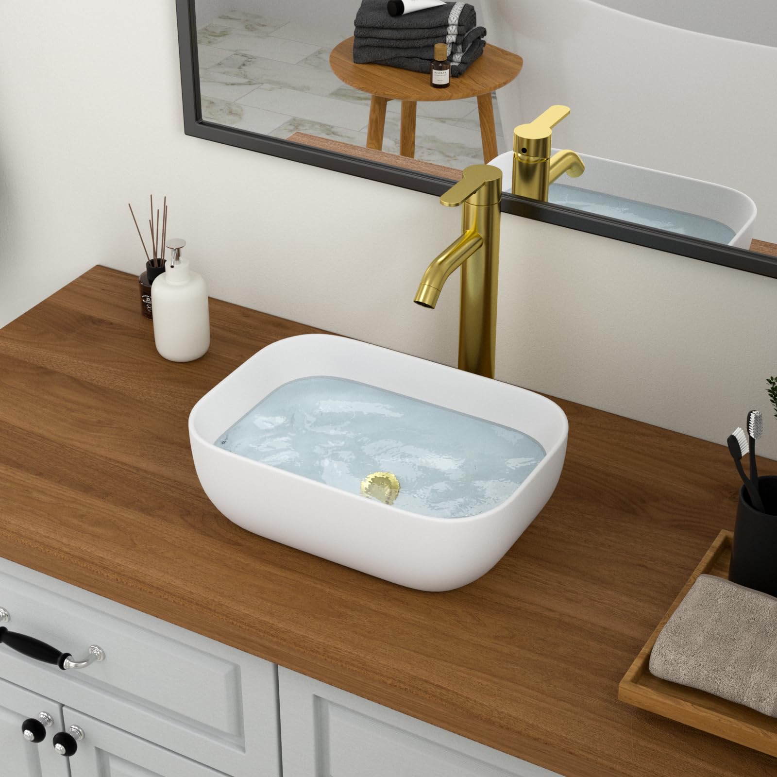 Logmey 18-Inch Rectangular Vessel Sink