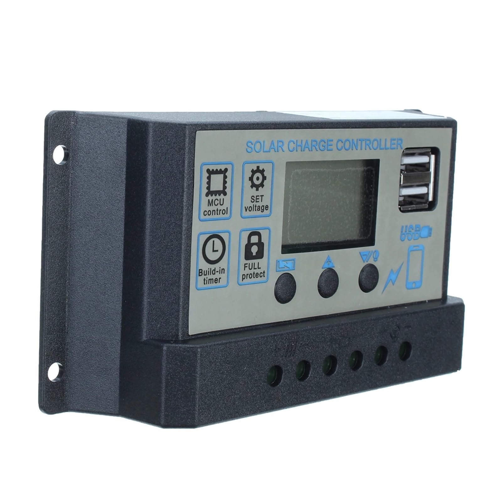 CUDTAPI PWM 12V/24V Auto Solar Panel Charge Controller LCD Dual USB Panel Output 5V Output Solar Panel Regulator 60A/50A/40A/30A Charge(40A)