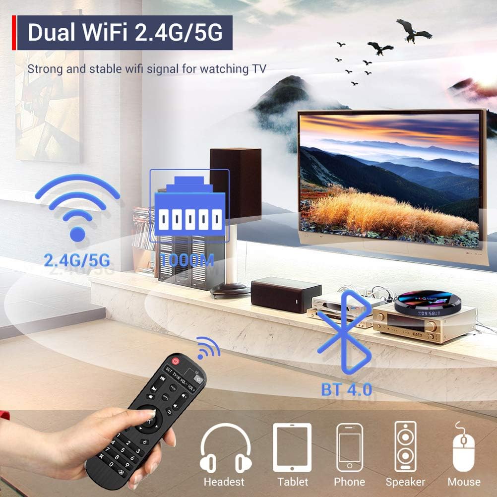 Discount 80% 4GB 128GB Android TV Box 9.0, H96 Max X3 EstgoSZ Android Box Amlogic S905X3 64-bit Quad core A55 CPU G31 GPU, Support 2.4G/5G Dual Wifi/1000MLAN/BT 4.0/USD3.0/H265/HD2.1/3D 4K/8K Smart TV Box