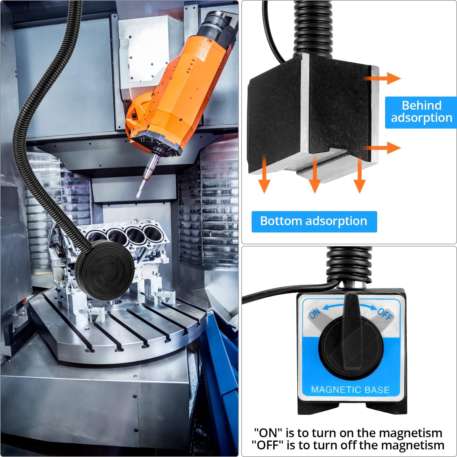 QWORK Magnetic Light, 1200 Lumens Led Machine Light, 110V-220V 12W LED Work Lamp for Drill Press, Industrial Lighting