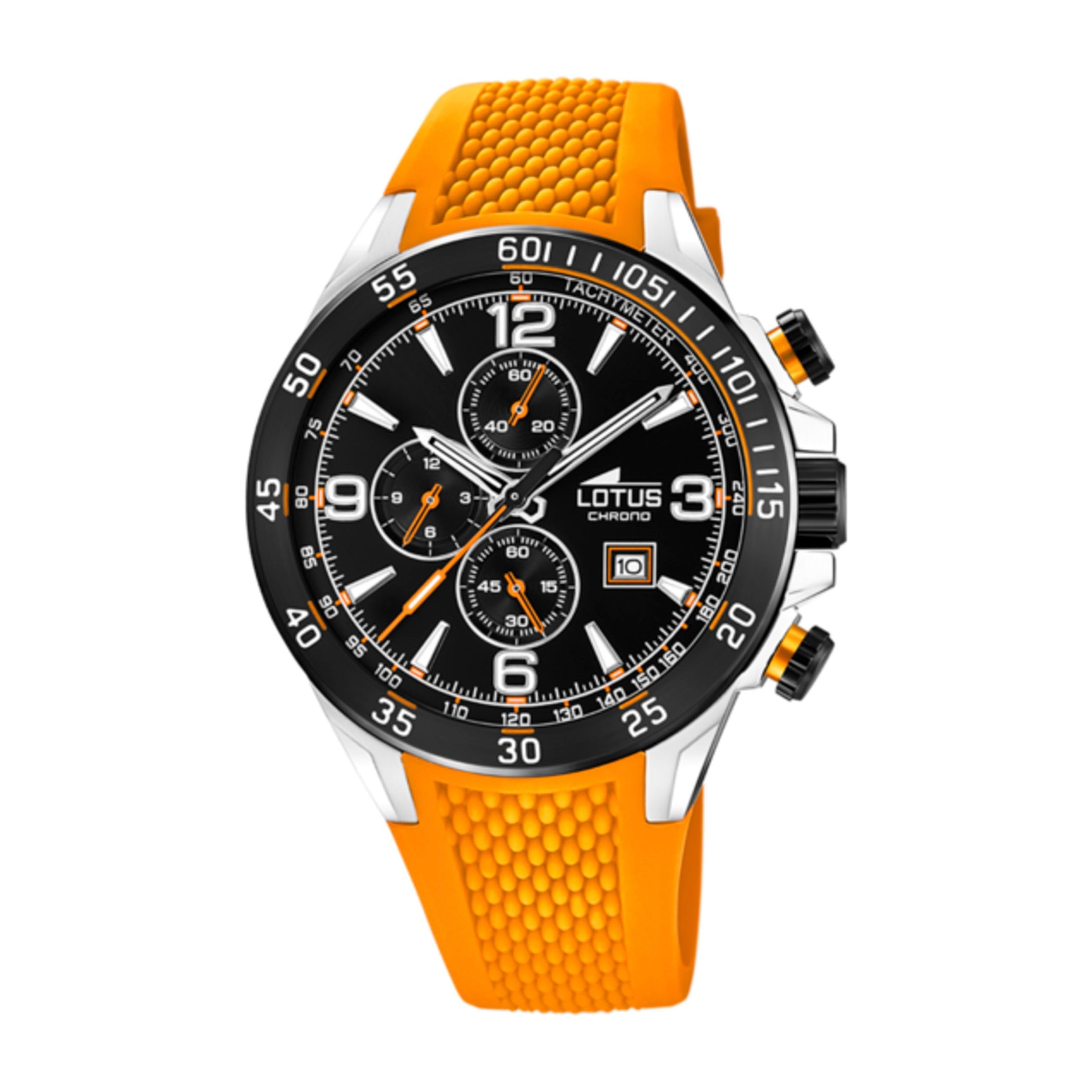 Relojes Lotus Herren Orange Lotus Uhr Edelstahl Kautschuk