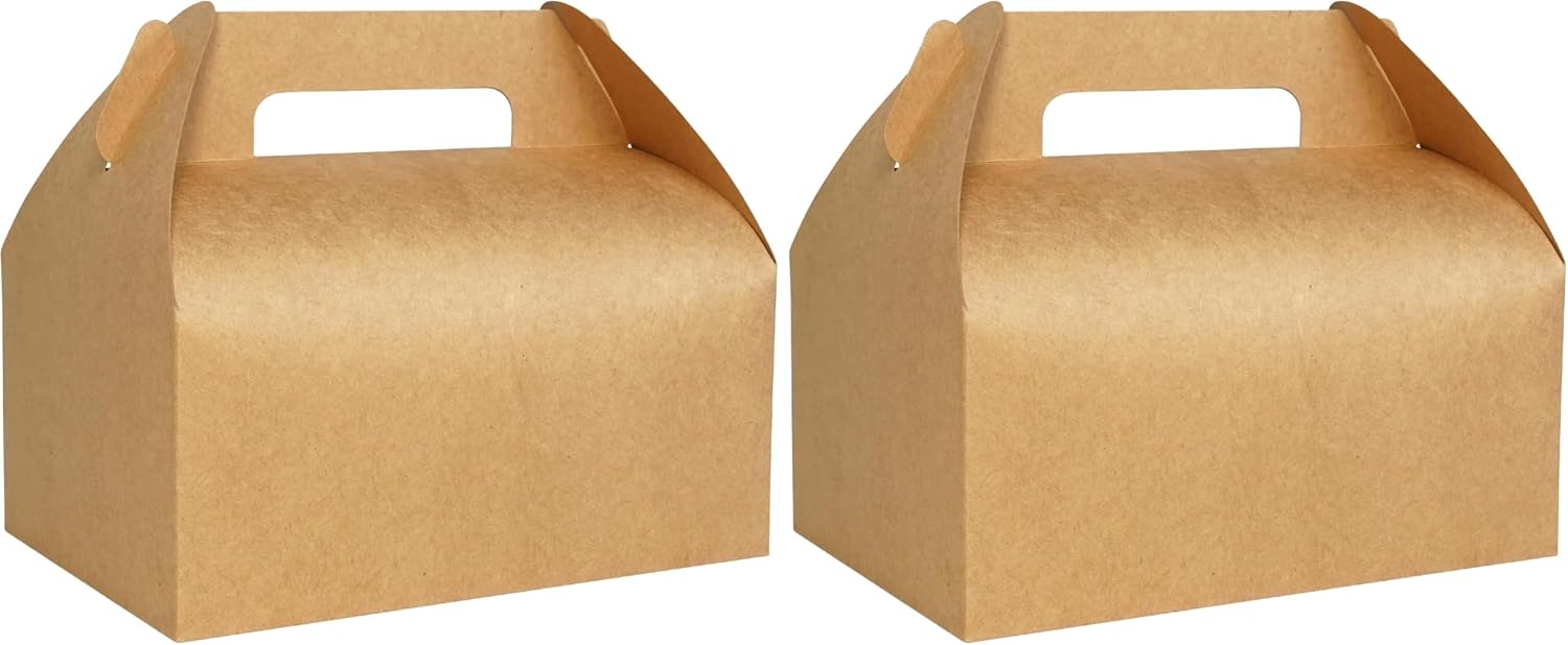 UnicoPak 30 Pcs 9x6x6 Large Gable Boxes Gift Boxes with Handles Food-grade Bakery Boxes Treat Boxes Paper Lunch Boxes To Go for Birthday Wedding Party Favors Picnic Business Christmas (Pack of 2)
