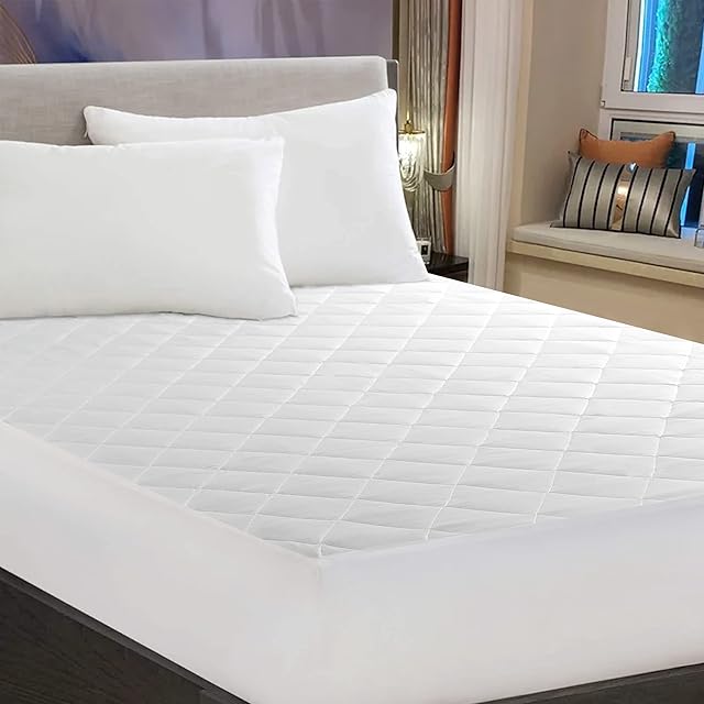 Mattress Protector King Size - White - 152 x 203 x 40 CM Extra Deep Quilted KingSize Mattress Protectors - Mattress Cover with Breathable Padding & 360° Elasticized Belt - Hotel Bedding Experience