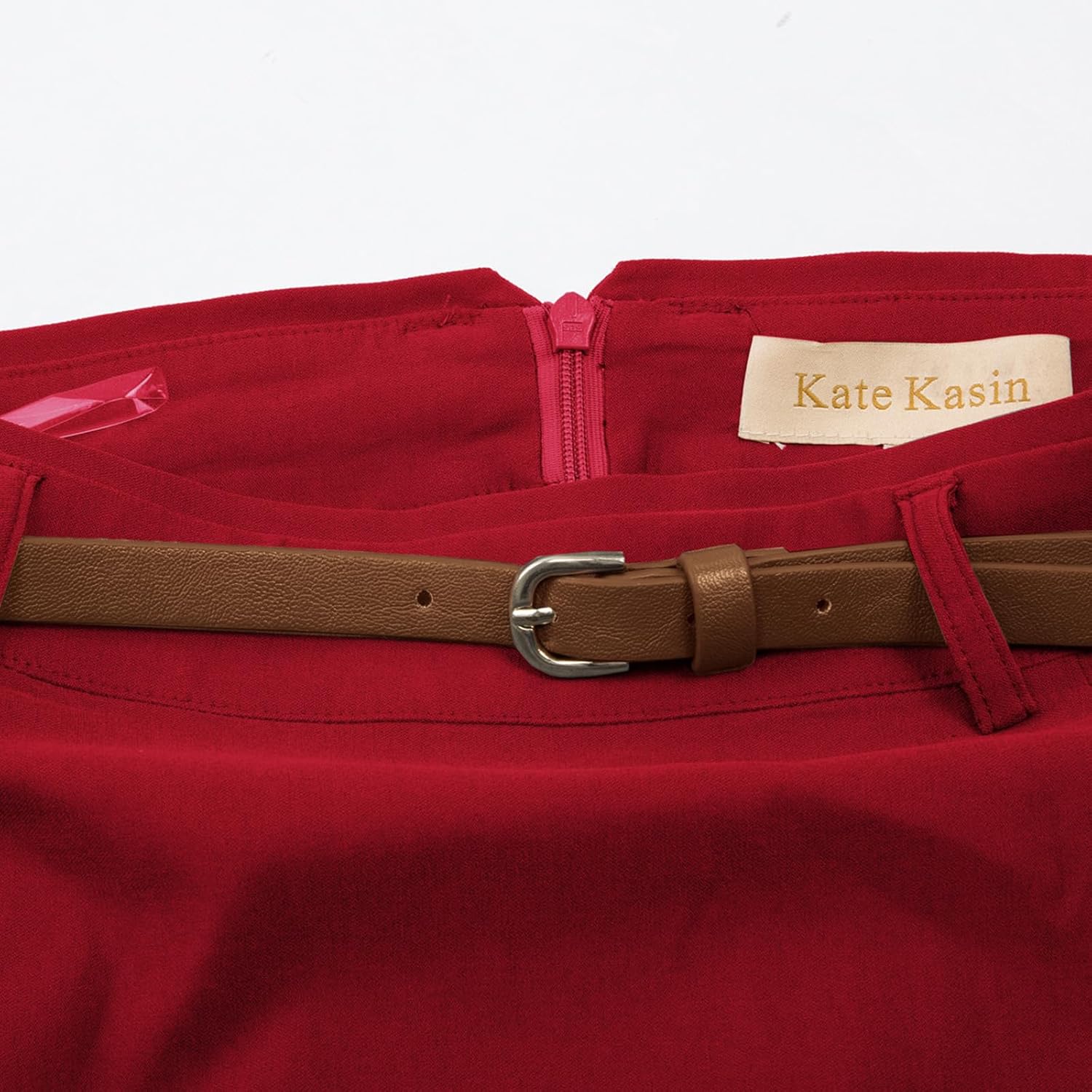 Kate Kasin Women's Bodycon Pencil Skirt with Belt Solid Color Hip-Wrapped - Image 6