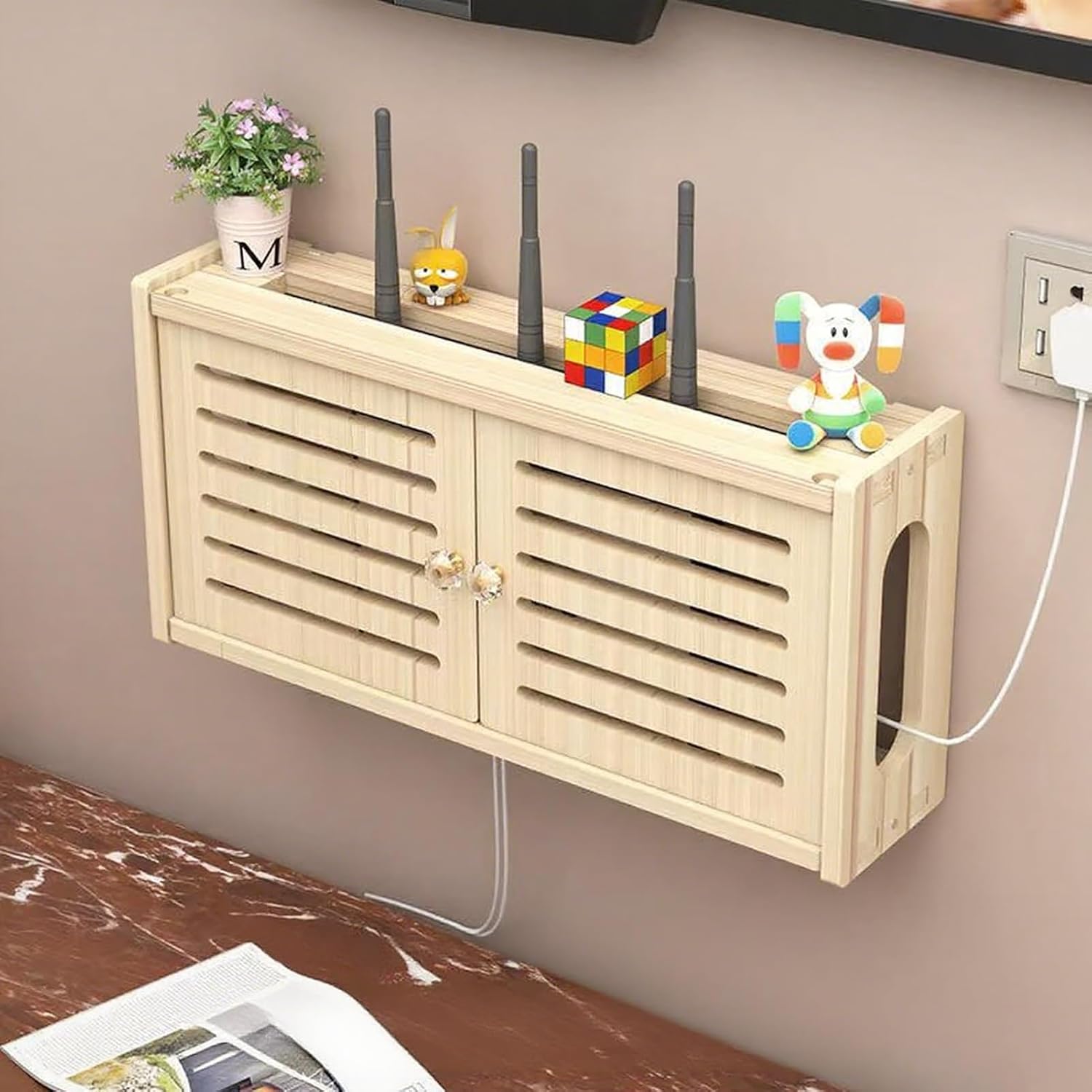 AVSMGP Wifi Router Storage Cabinet Wall Mountable, Creative Cute ...