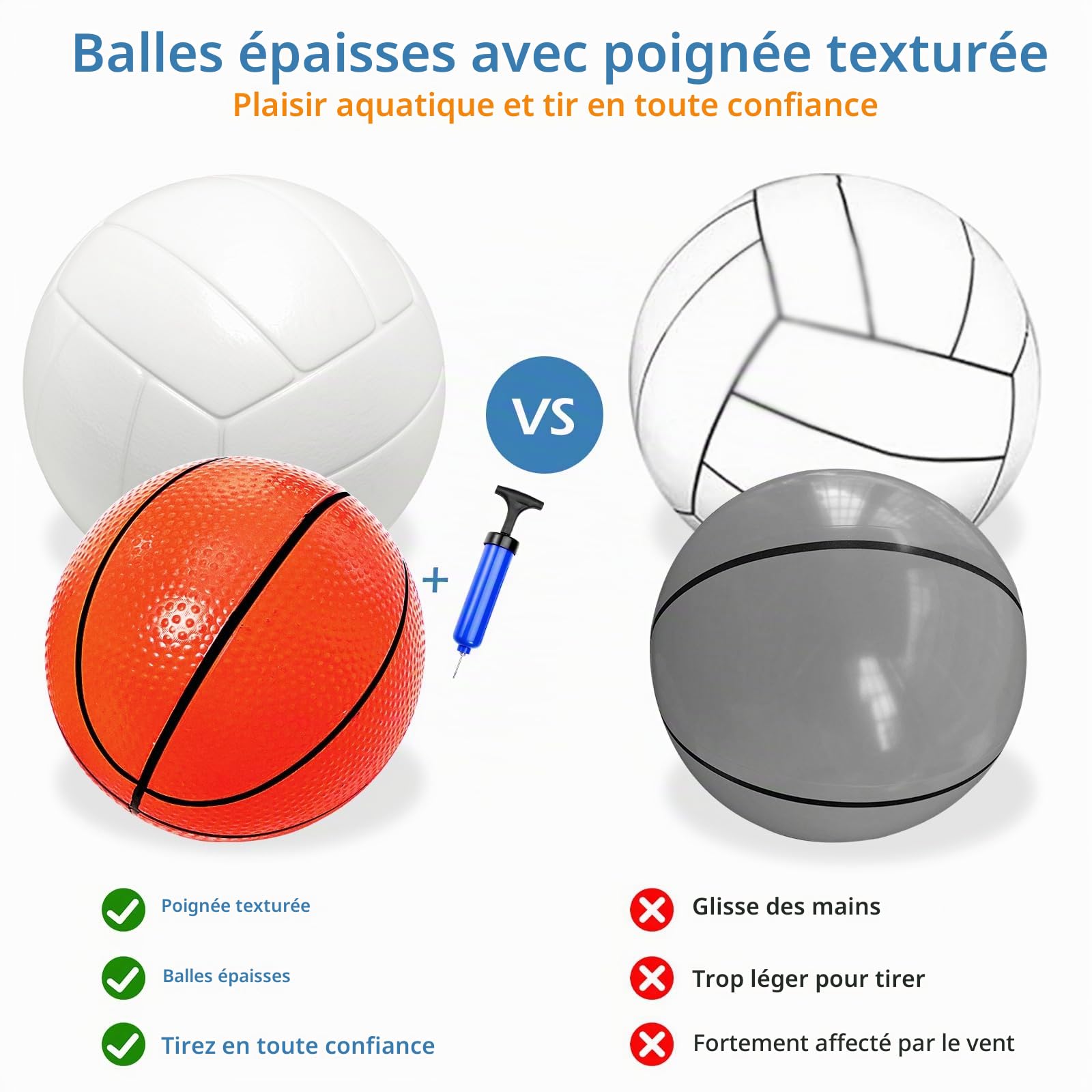 Jasonwell Ensemble de Jouets de Piscine – Set 3 en 1 Filet de Volleyball de Piscine Panier de Basketball Jeu de Lancer d'Anneaux Flotteurs Gonflables Eau Volleyball Flottant Jeux de Piscines de