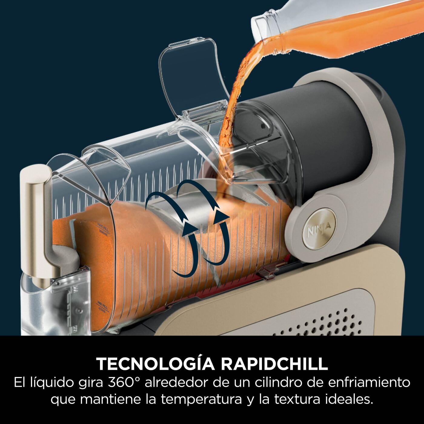 Ninja SLUSHi, Máquina de Bebidas Heladas, Piedra Dorada, FS301EUSTGD | Con Tecnología WhisperChill, Prepara Granizados, Cócteles Helados, Frappés, Batidos y Zumos Helados sin Hielo, 1,9L