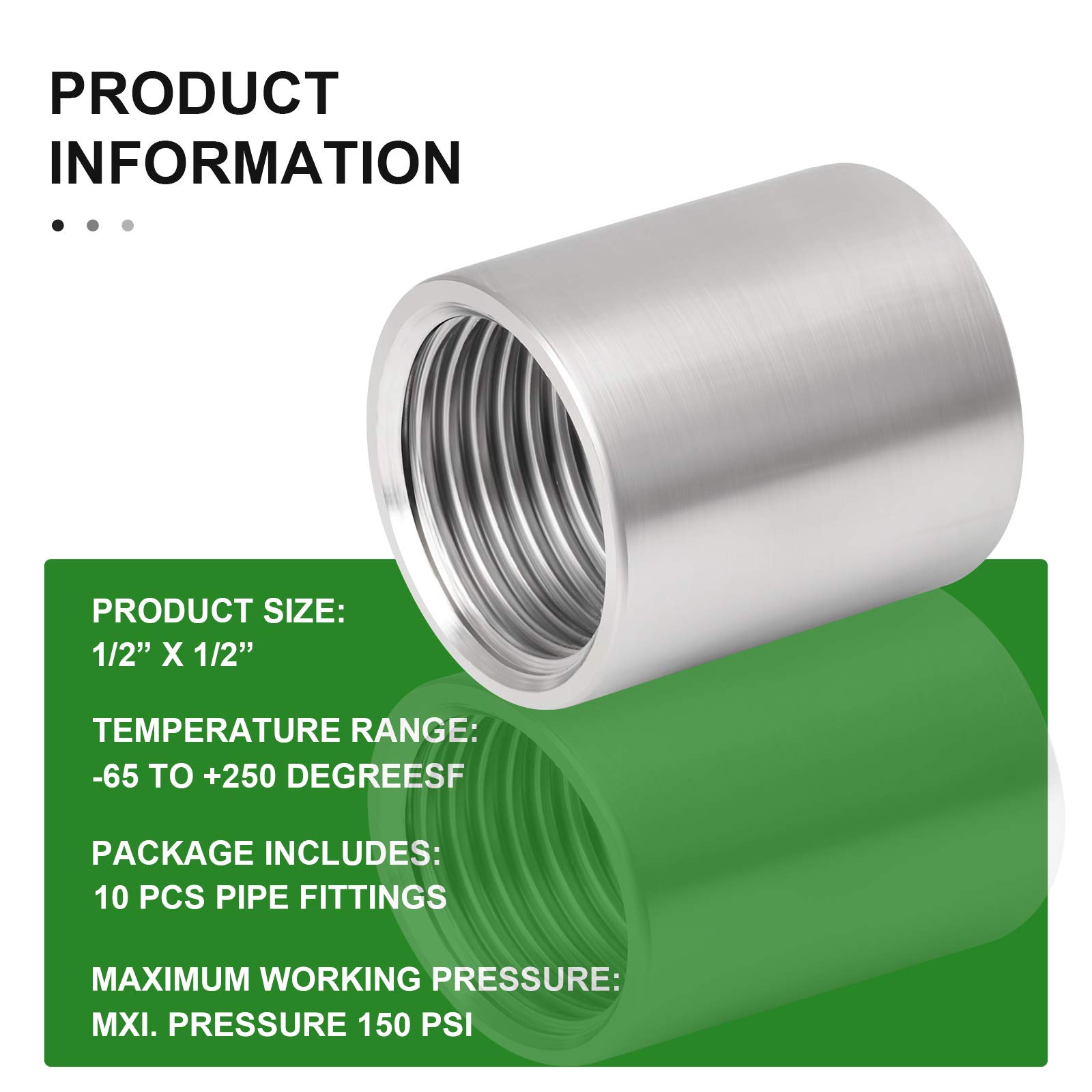 TAISHER 2PCS 304 Stainless Steel Cap Pipe Plug Socket Fitting 1" NPT Female