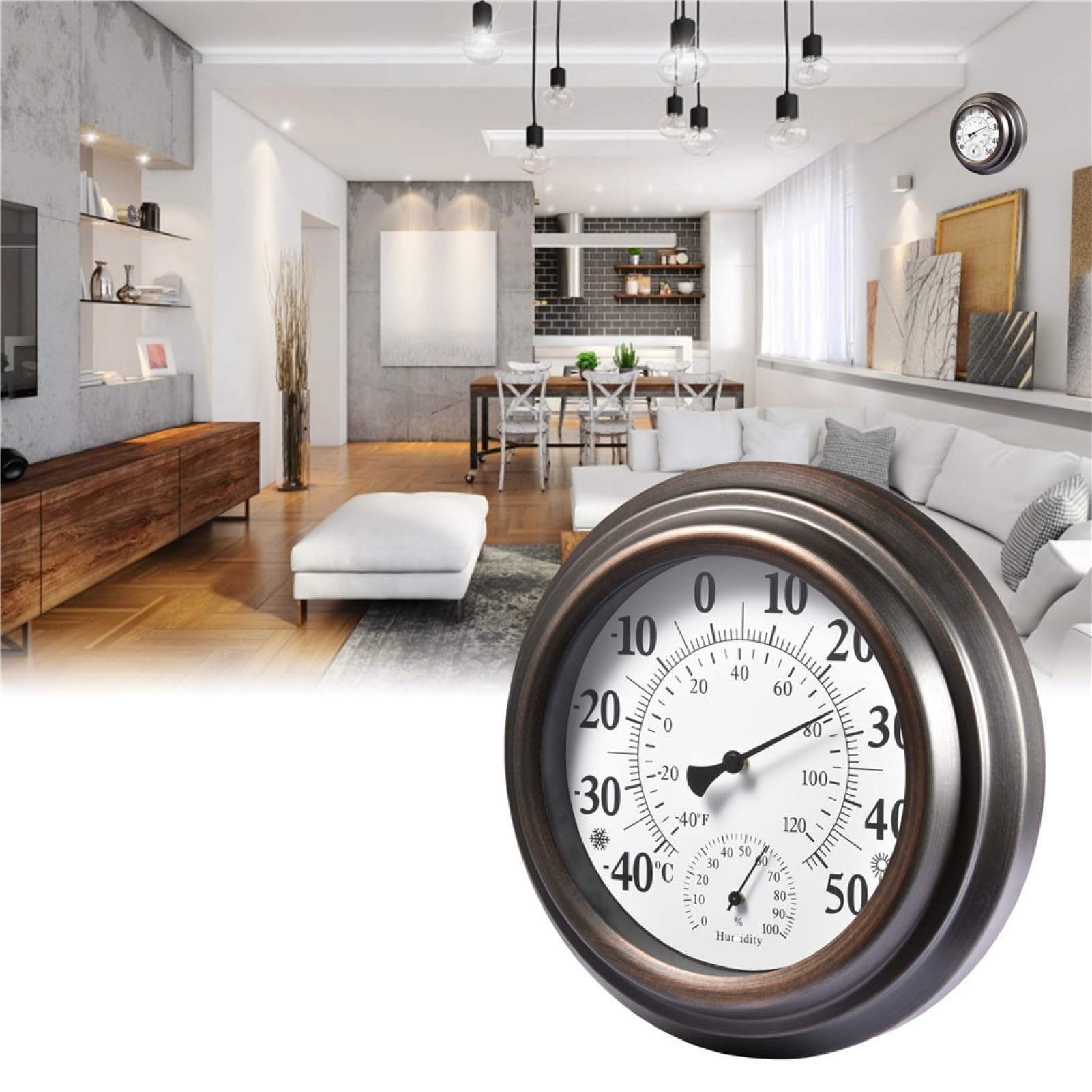 Hygrometer Thermometer – bemaltes Eisen 20 cm | Hygrometer, Innen- und Außentemperatur und Feuchtigkeitsmesser mit antiker Wandbefestigung, Wettermessgerät | für den Innen- und Außenbereich