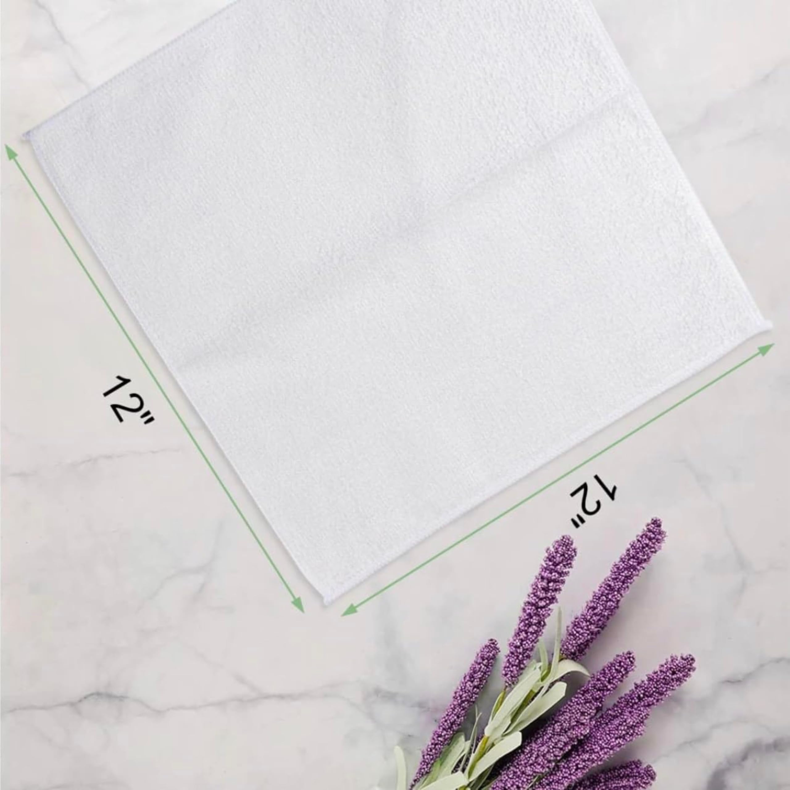 QUBA LINEN 100% Cotton Washcloth Set (White (12x12), 12x12 (Pack of 12))