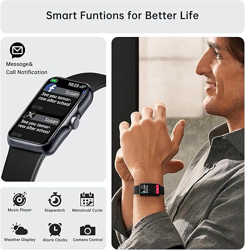 Miniatura 3 de Reloj inteligente con frecuencia cardíaca 247 y oxígeno en sangre, monitor de sueño con monitor de presión arterial, IP68, impermeable, podómetro,