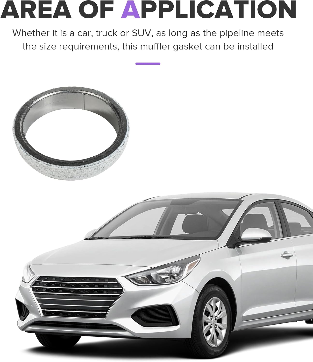 Exhaust Gasket,Car Accessories Exhaust Flange Gasket,Automotive Replacement,Universal Graphite Construction Donut Gaskets Seal Muffler Ring for Stop Leakage,Fit for Most Cars Trucks (2.25inch)