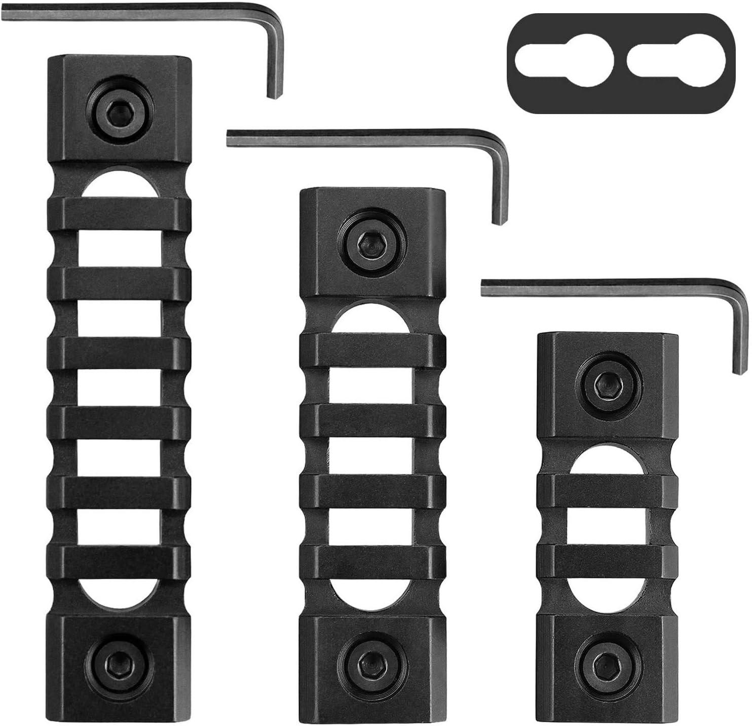 Monoki Picatinny Rail Sections for Keymod, 3-Slot 5-Slot 7-Slot Lightweight Picatinny Rail Section for Keymod Handguard Mount Rail System with 3 Allen Wrench & Solid-Style, 3 Pack (3/5/7-Slot)