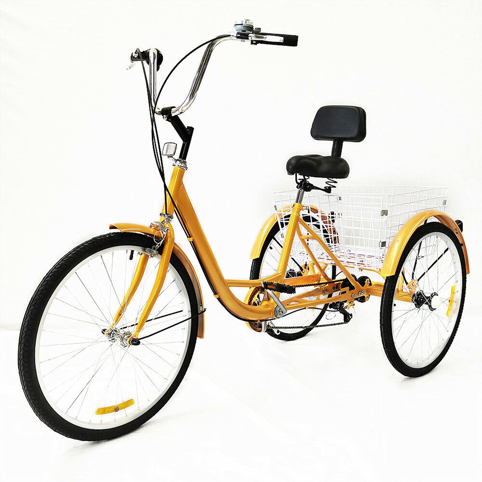 Tricycle Adulte 24 Pouces, 3 Roues, 6 Vitesses, avec Panier, pour Adultes et Personnes âgées, vélo pour Le Shopping, Les Sports de Pique-Nique en Plein air