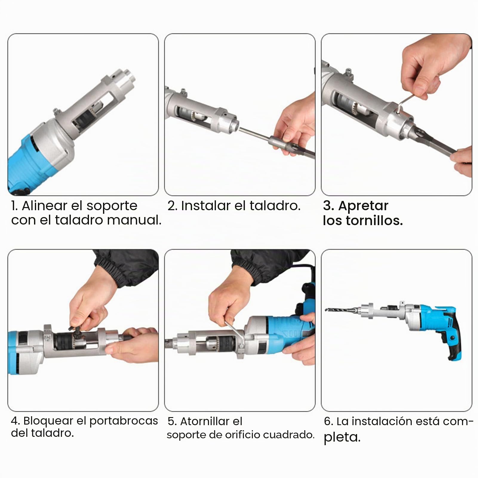 Adaptador de Broca de Agujero Cuadrado, Accesorio de Mortaja de Aleación de Aluminio, Soporte de Fijación de Taladro de Agujero Cuadrado para Carpintería para Máquinas de Mortaja