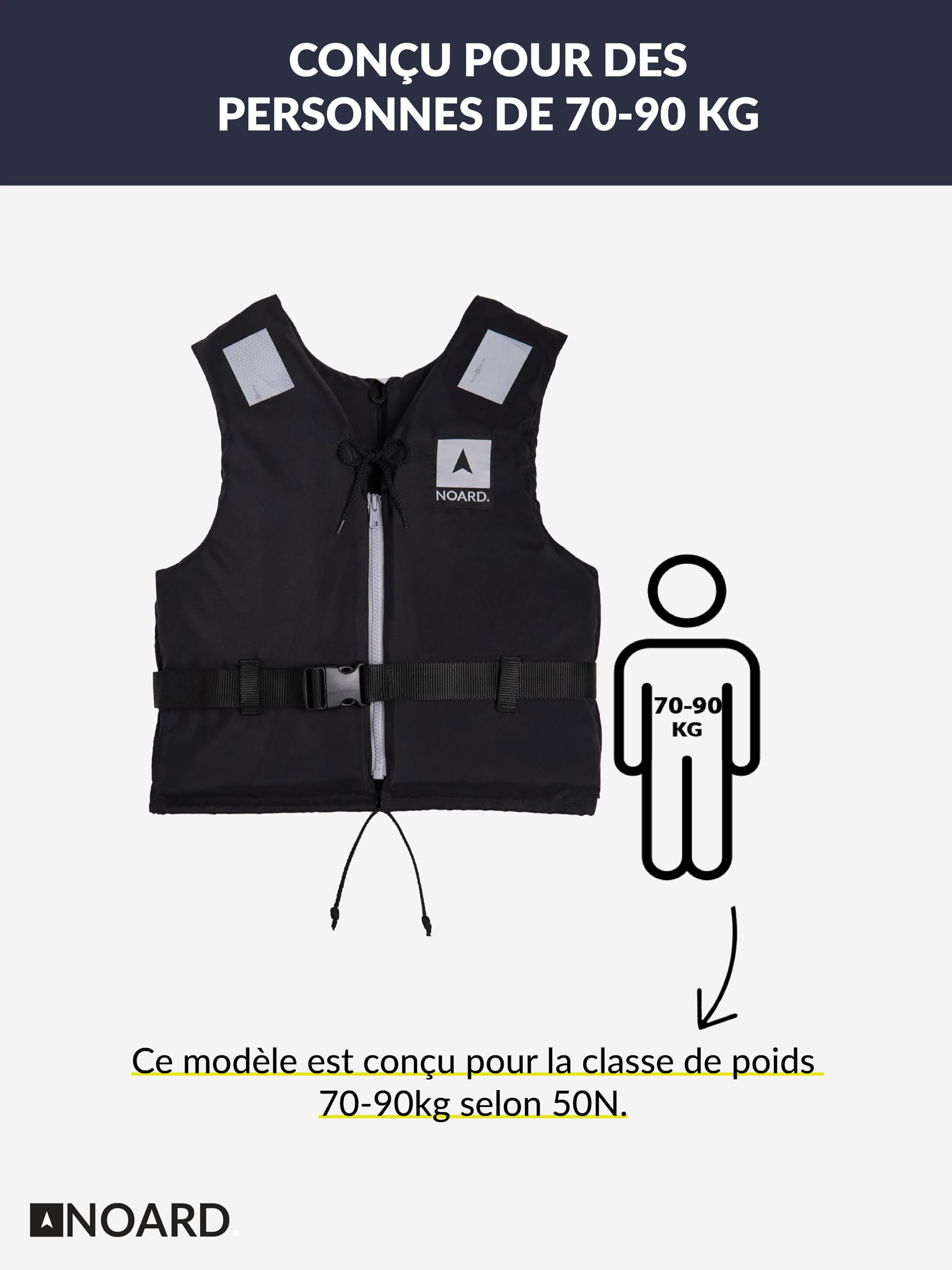 NOARD Gilet de Sauvetage pour Enfants - Seaside Orange - 10-120 kg - 100N de flottabilité - INCL. réflecteurs Solas & sifflet de signalisation