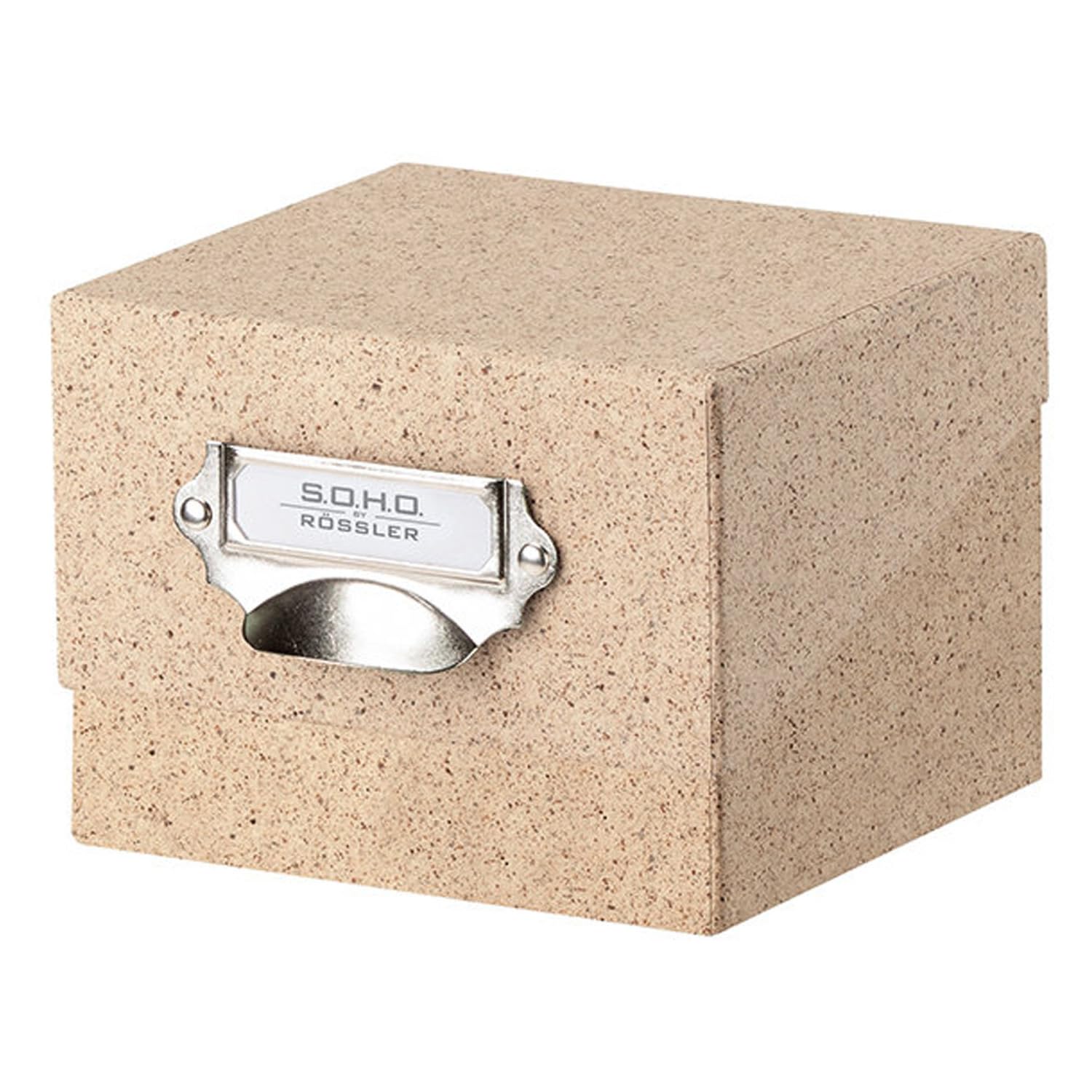 Rössler Papier 1325452390, S.O.H.O. Photo Box Storage Box, Cacao, 167 x 125 x 152 mm, with Writeable Insert, Pack of 1