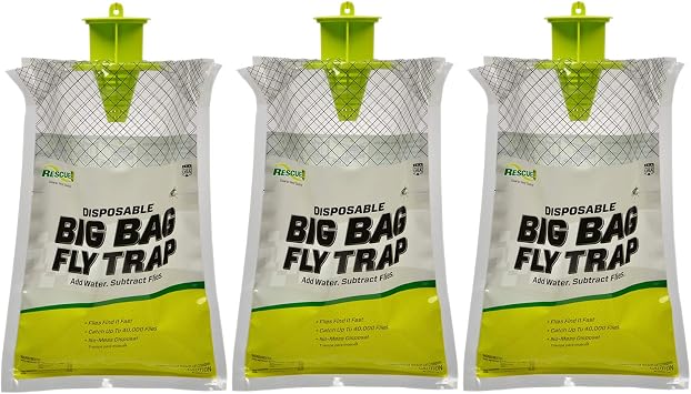 RESCUE! Big Bag Fly Trap Disposable, Outdoor Use - 3 Traps