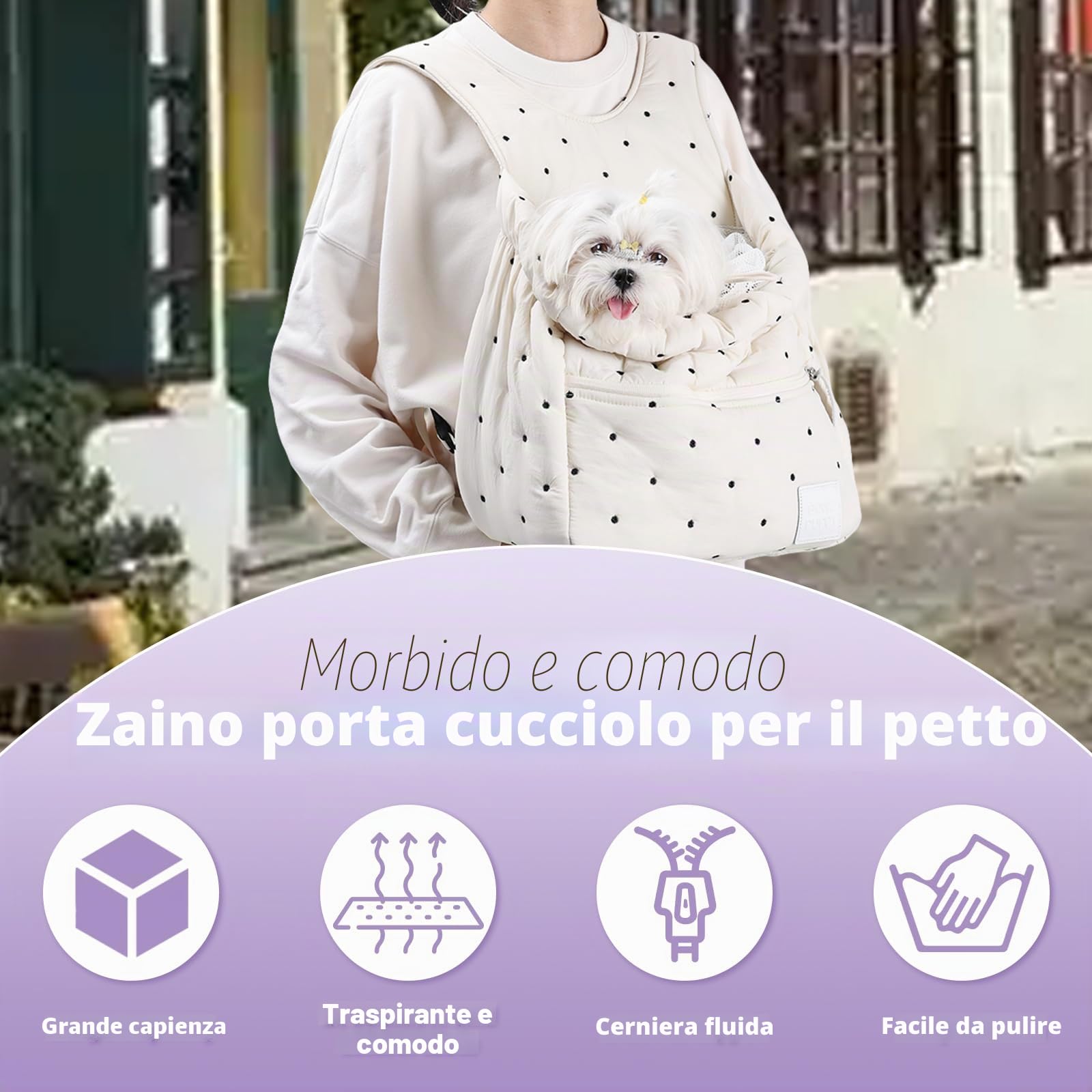 Zaino da viaggio per cuccioli, regolabile con coulisse traspirante, design a testa fuori per escursioni fino a 6 kg di animali domestici (nero)