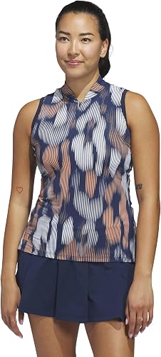 adidas Women's ULTIMATE365 Tour Printed Sleeveless Polo, Collegiate Navy, Large