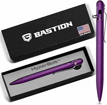 BASTION Bolt Action Pen, Aluminum Purple Slim, HyperBolt EDC Pen, Refillable Metal Writing Pen, Premium Graduation Gift, Executive Pocket Pen