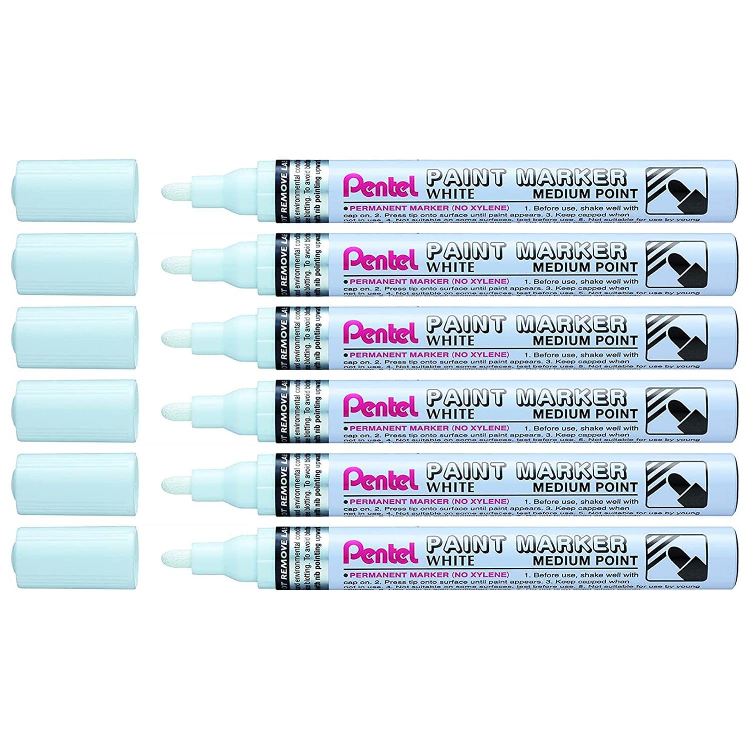 PENTEL MMP10 Paint Markers 2.5 mm Pack of 6 White