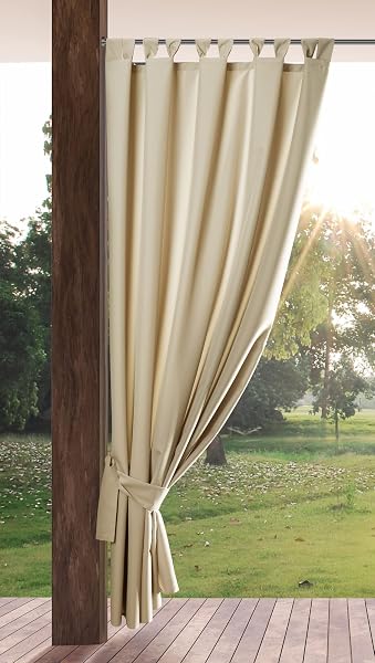 Eurofirany GARDEN Tenda de Esterni con Passanti - 1 Pezzo. Tende impermeabili per Terazze, Tenda per Gazebo Pergolata Patio Balcone, Protezione Solare e Privacy, 155x220 cm, Beige Chiaro - 1