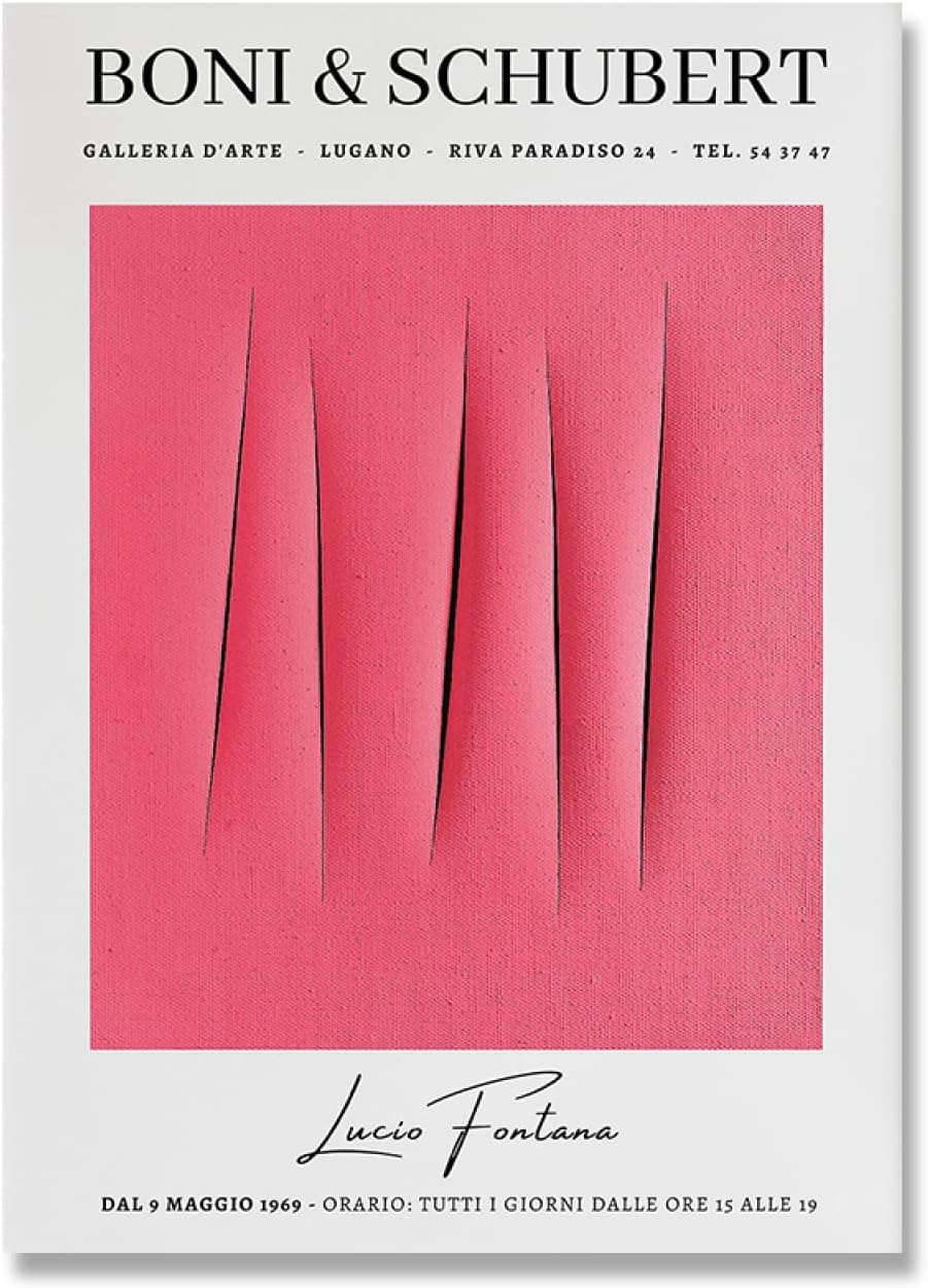 Affiche Lucio Fontana rose en toile 60x80cm pour décoration murale de salon