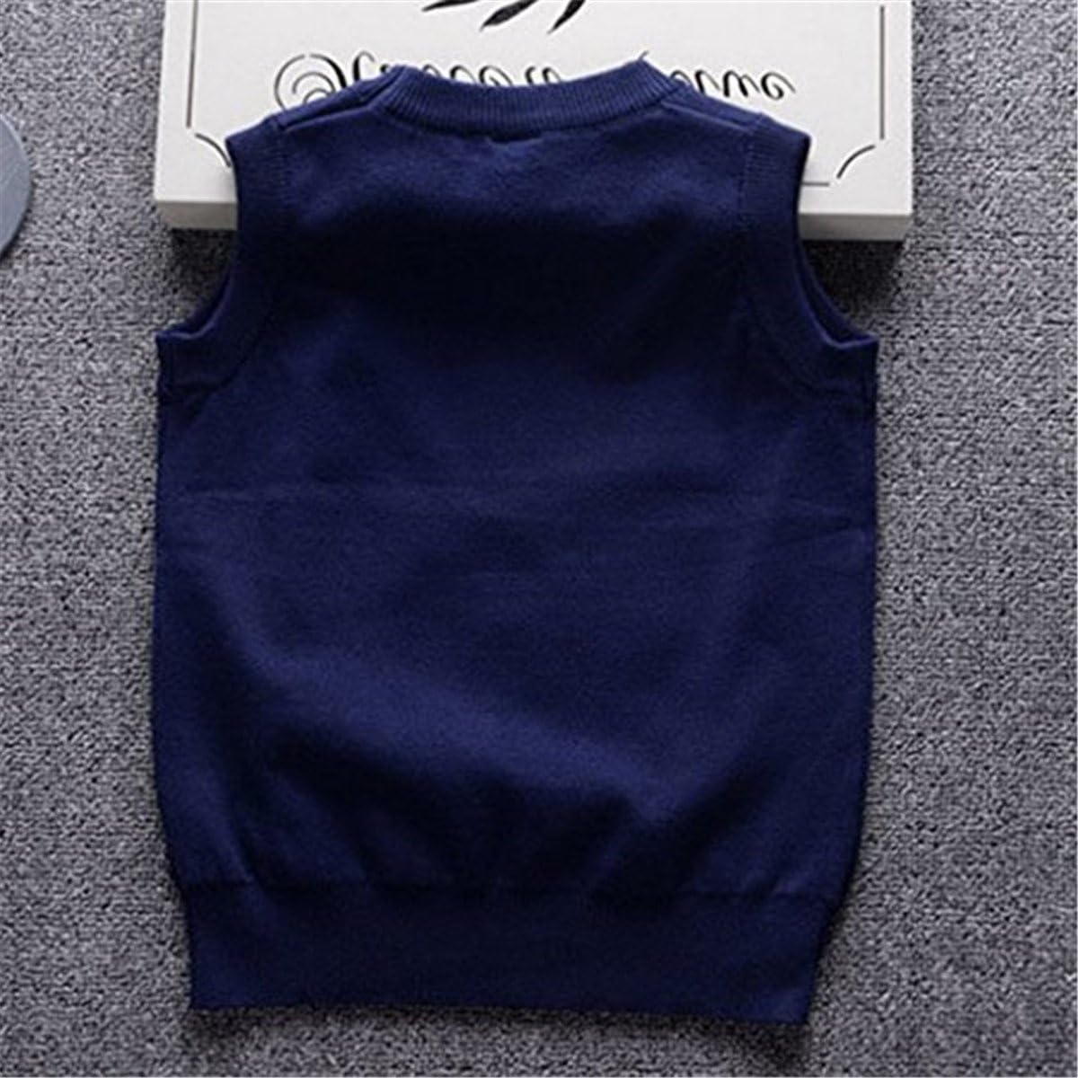 Baby Boys Toddler Round Neck Faux Stripe Tie Knit Sleeveless Sweater Vest
