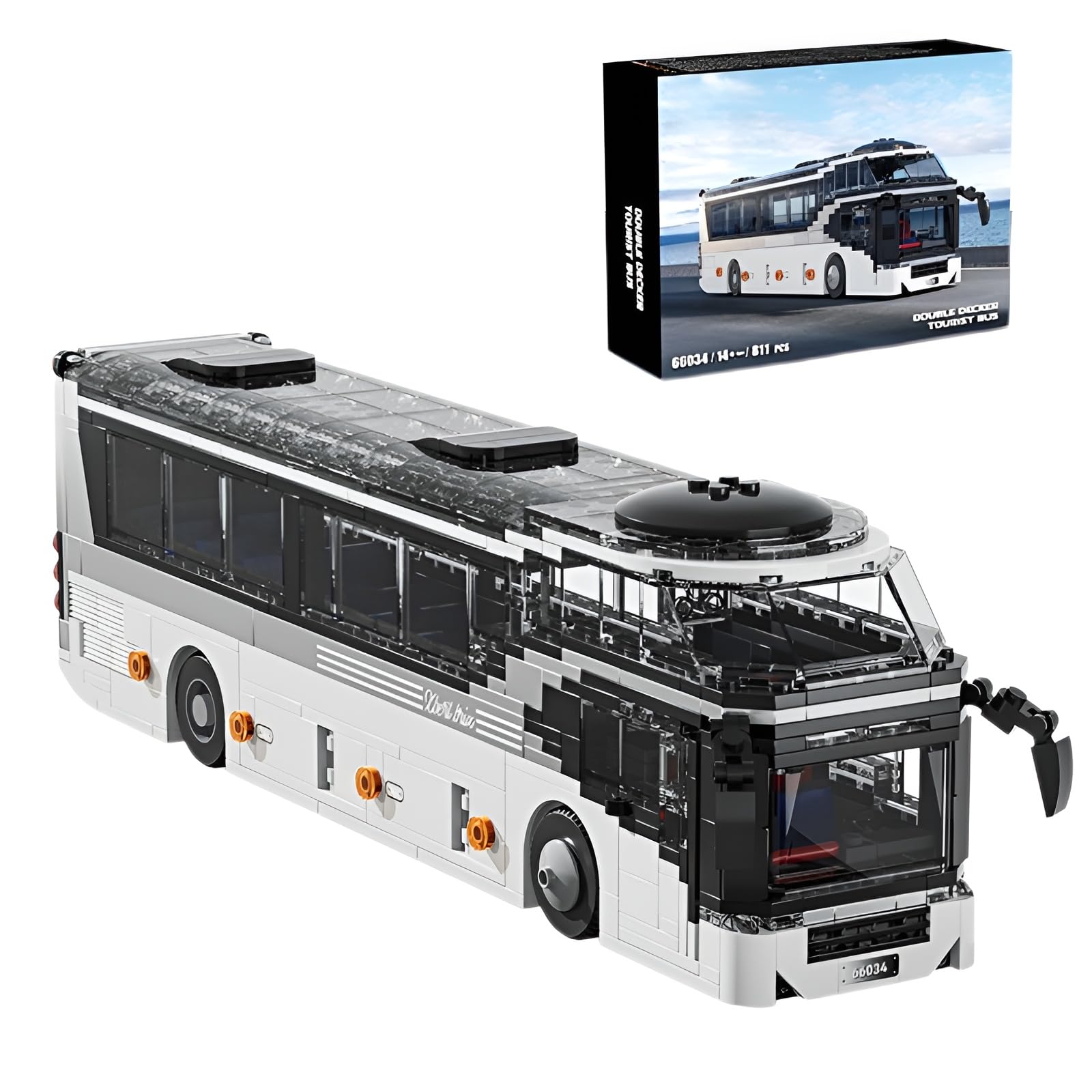 Stadt Modernes Doppeldecker Touristenbus Bausteine Bausatz | öffentlicher Sightseeing Bus Modell Spielzeug, Dekoration für das Homeoffice, Geschenk für Erwachsene Jugendliche, 811 Teile
