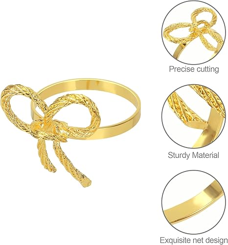 Miniatura 5 de BEAVOING Paquete de 18 servilleteros de aleación con diseño de flores huecas para mesa de comedor, servilleteros para cenas, bodas, banquetes, mesa