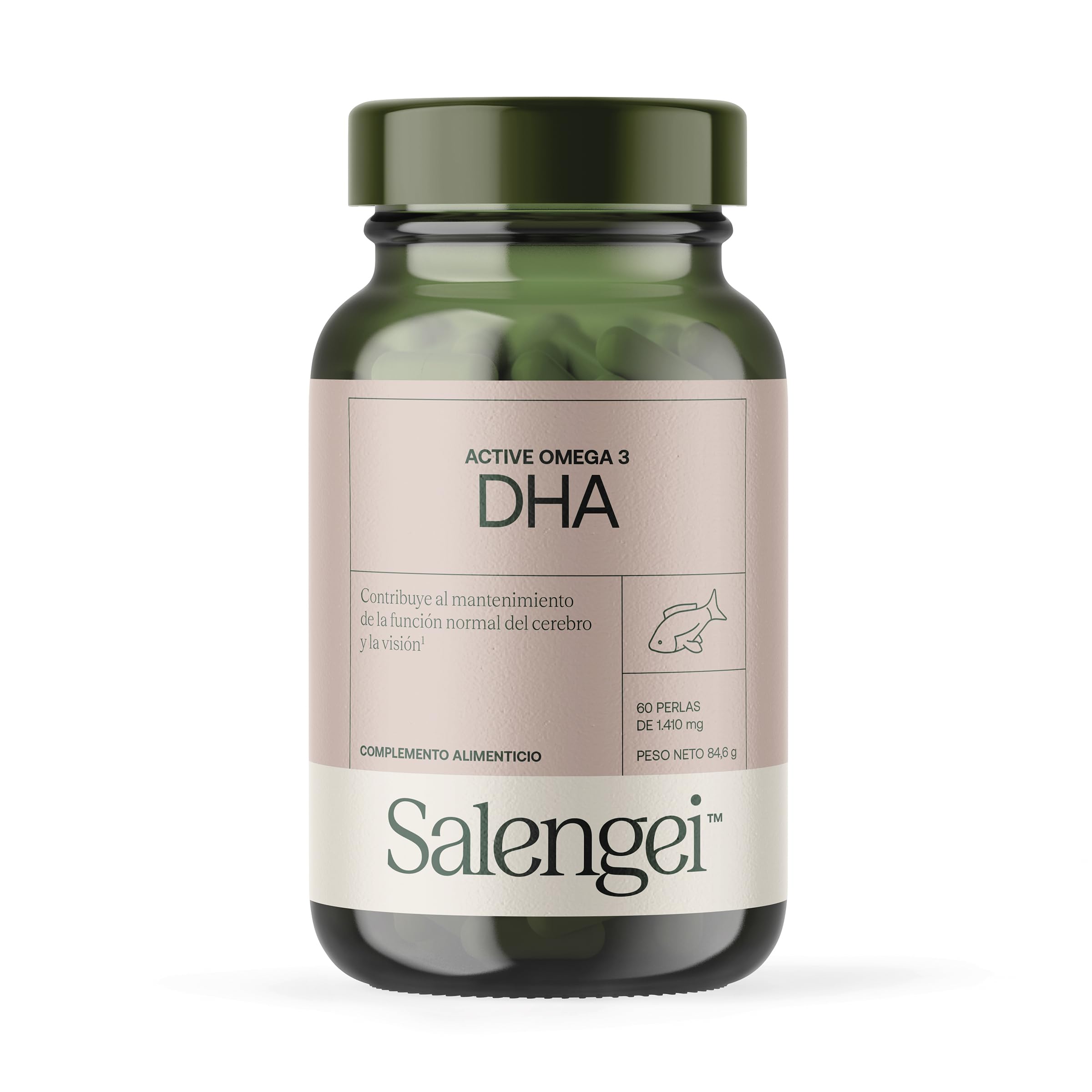 ACTIVE OMEGA-3 DHA – 760 mg DHA (Docosahexaensäure) | Unterstützt die normale Gehirnfunktion und das Sehvermögen | 60 Weichkapseln à 1400 mg |
