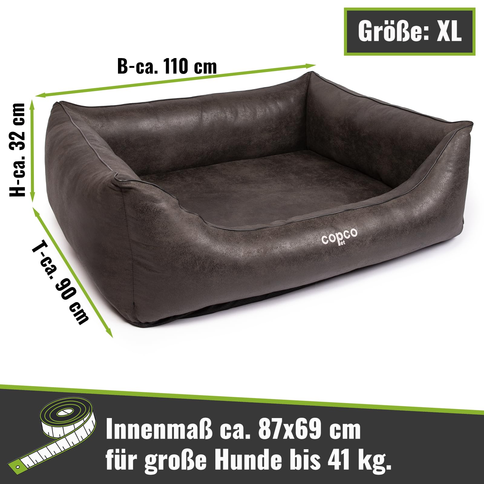 Copcopet Cama para perros Emma, cama impermeable para perros, perros espacio de dormir en imitación ante, perros – colchón de espuma de copos o espuma viscoelástica ortopédica