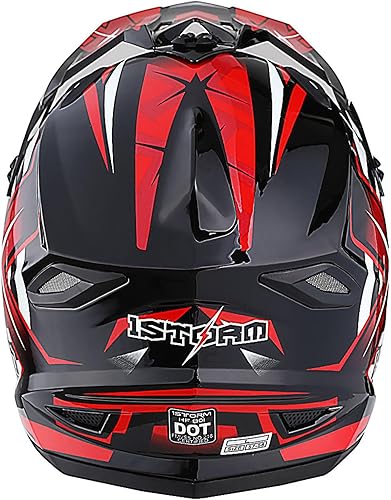 Miniatura 6 de 1Storm - Casco de motocross para jóvenes, BMX, MX, ATV, motocicleta todoterreno, estilo de carreras para adolescentes HF801 Racing Rojo