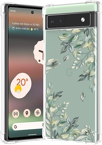 RALEAVO Funda Floral para Google Pixel 7, Funda de Hojas Transparentes Delgada y Bonita para Niñas y Mujeres, Funda Protectora de TPU Suave