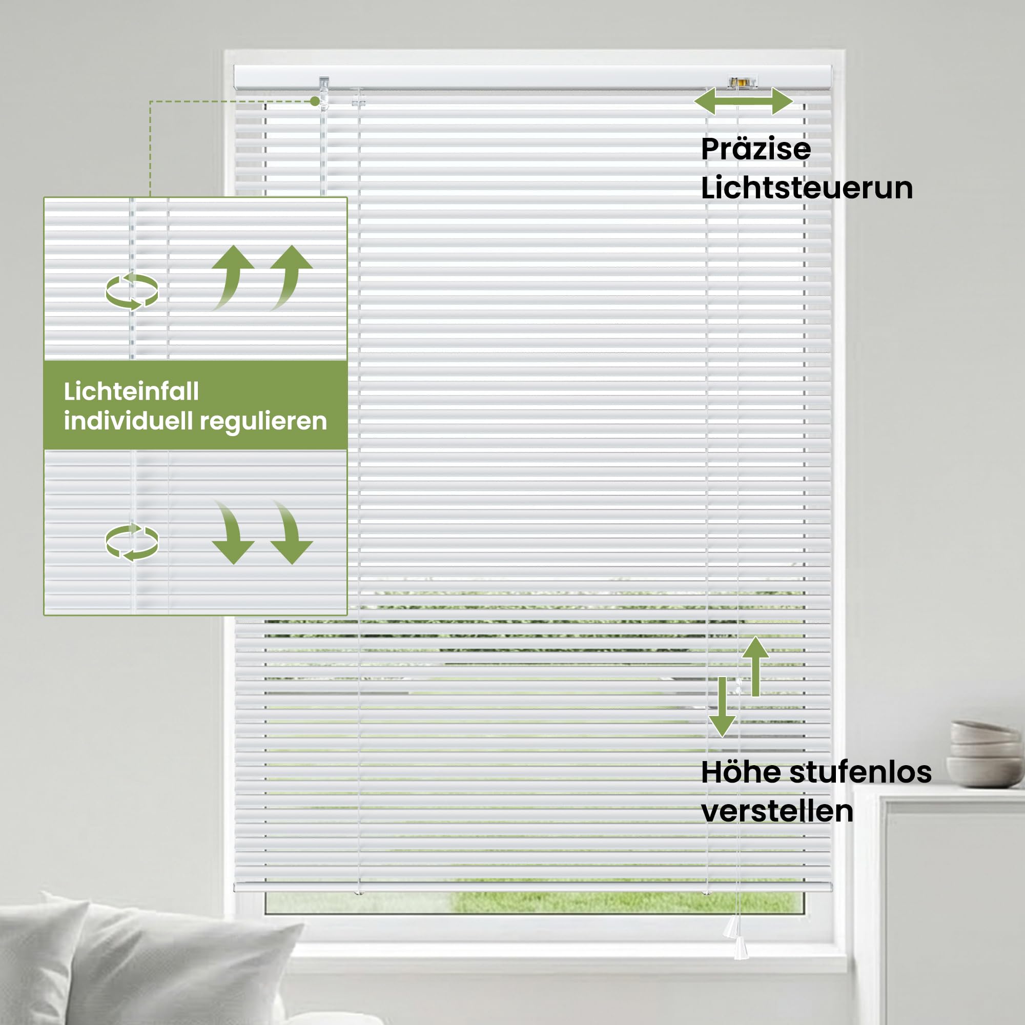 Buseu Aluminium Jalousie 115 x 175cm Klemmfix ohne Bohren Weiß