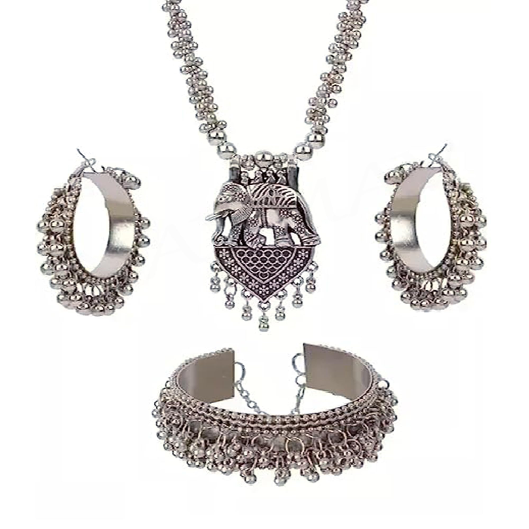 See full amazon price history chart for NAVMAV Beautiful Designer Latest Stylish Traditional Oxidised Elephant Pendant Jewelry set Indian Long Beads Chain Necklace With Bracelet & Hoop Earring For Girls Women NAVMAV Beautiful Designer Latest Stylish Traditional Oxidised Elephant Pendant Jewelry set Indian Long Beads Chain Necklace With Bracelet & Hoop Earring For Girls Women (B0CBPFNCLJ) Amazon Price History, Amazon Price Tracker