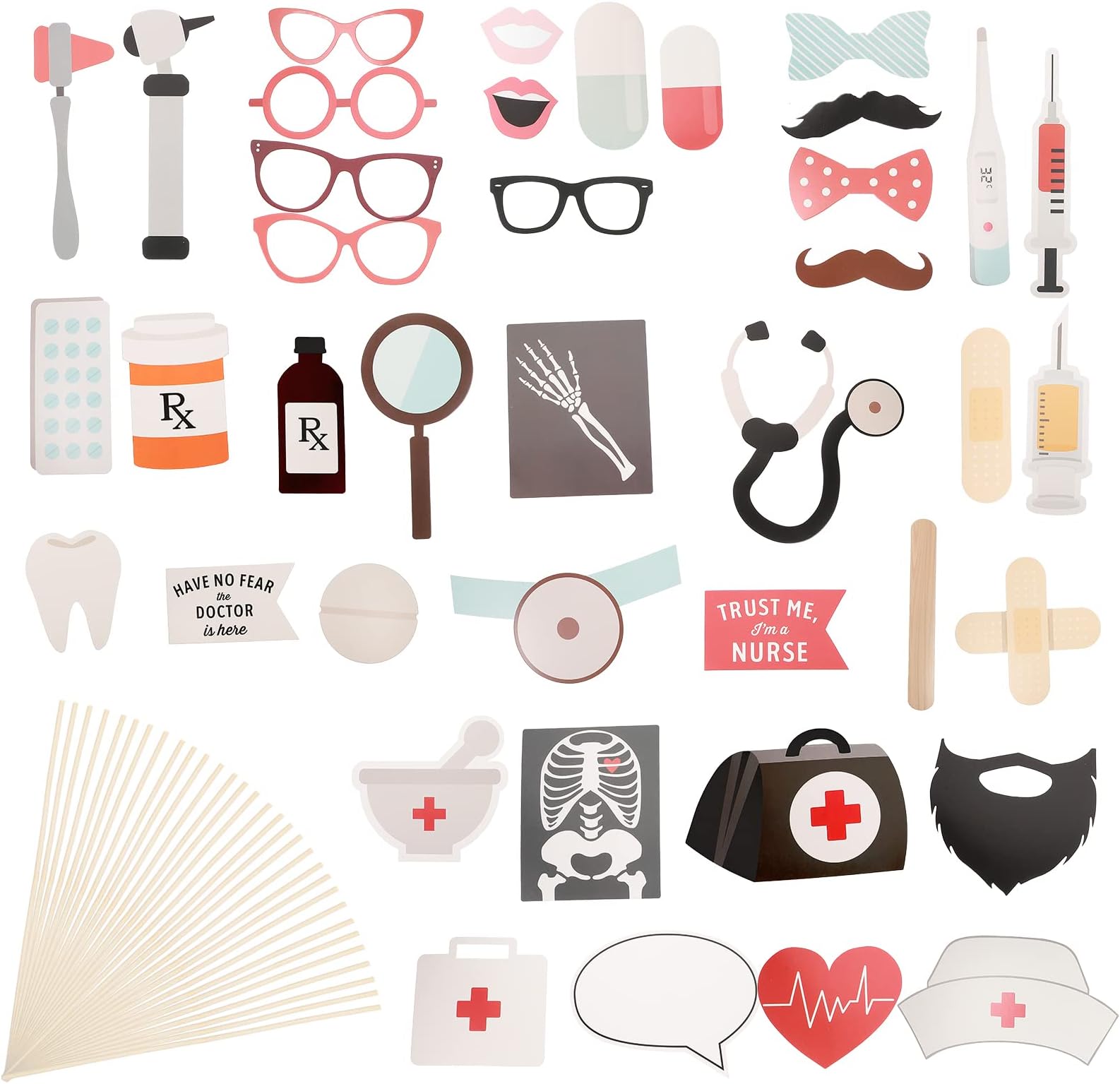 TENDYCOCO 2021 Graduation Party Photo Props Medical School Graduation Party Decorations Nurse Day Hospital Theme Handheld Selfie Props 38pcs