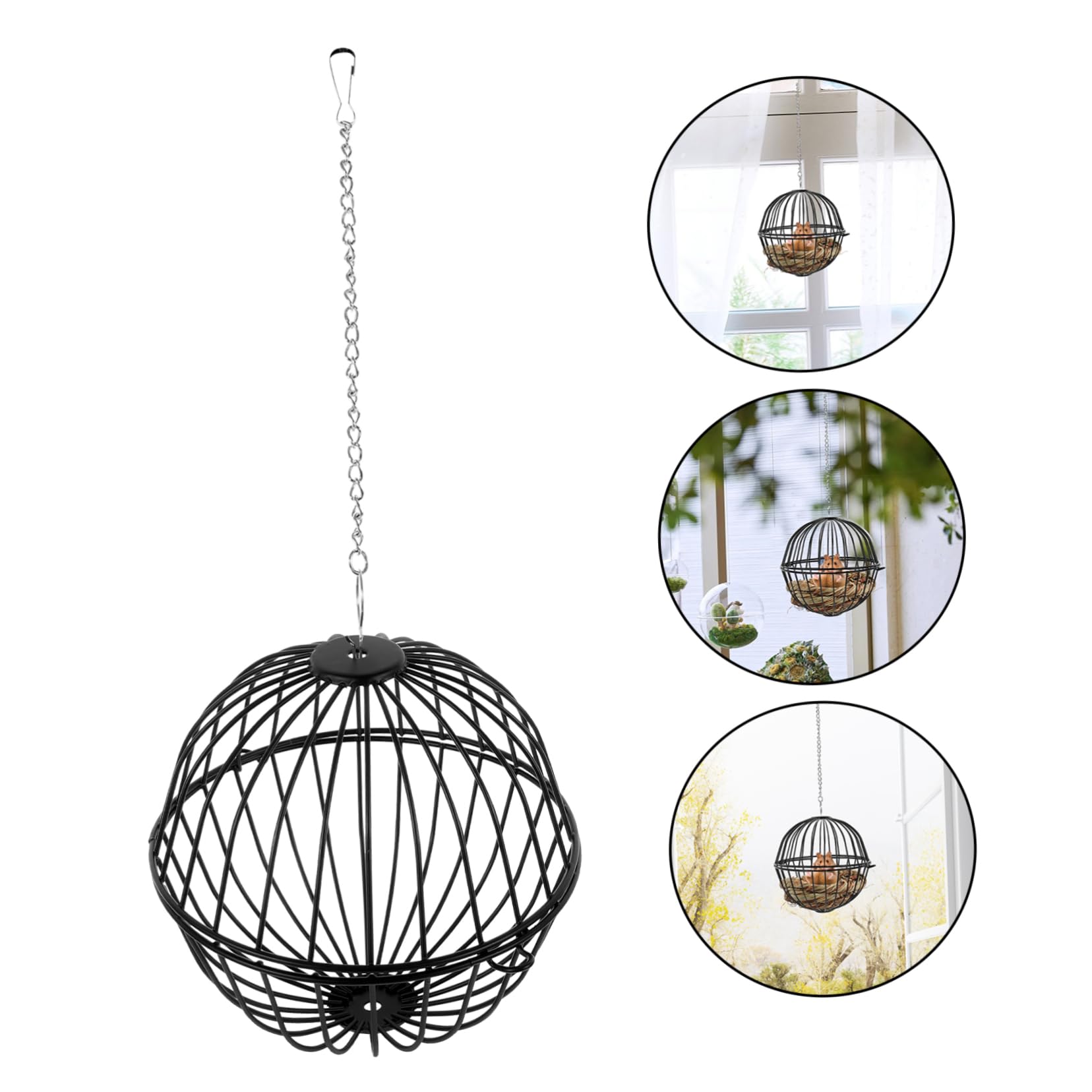 Milisten 2 Ensembles Nourrir Les Balles du Lanceur Râtelier À Foin Cage Boule De Foin pour Petits Animaux Foins Grille d'alimentation Auto Boule De Foin De Lapin Le Fer Black 3 Pièces * 2