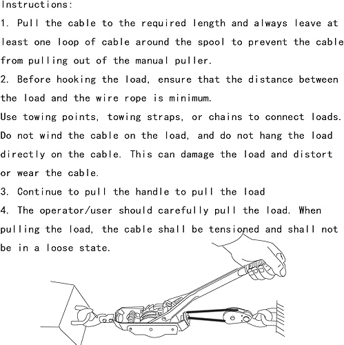 Miniatura 5 de Extractor portátil de 2 toneladas de doble engranaje resistente con 2 ganchos extractor de cables de mano