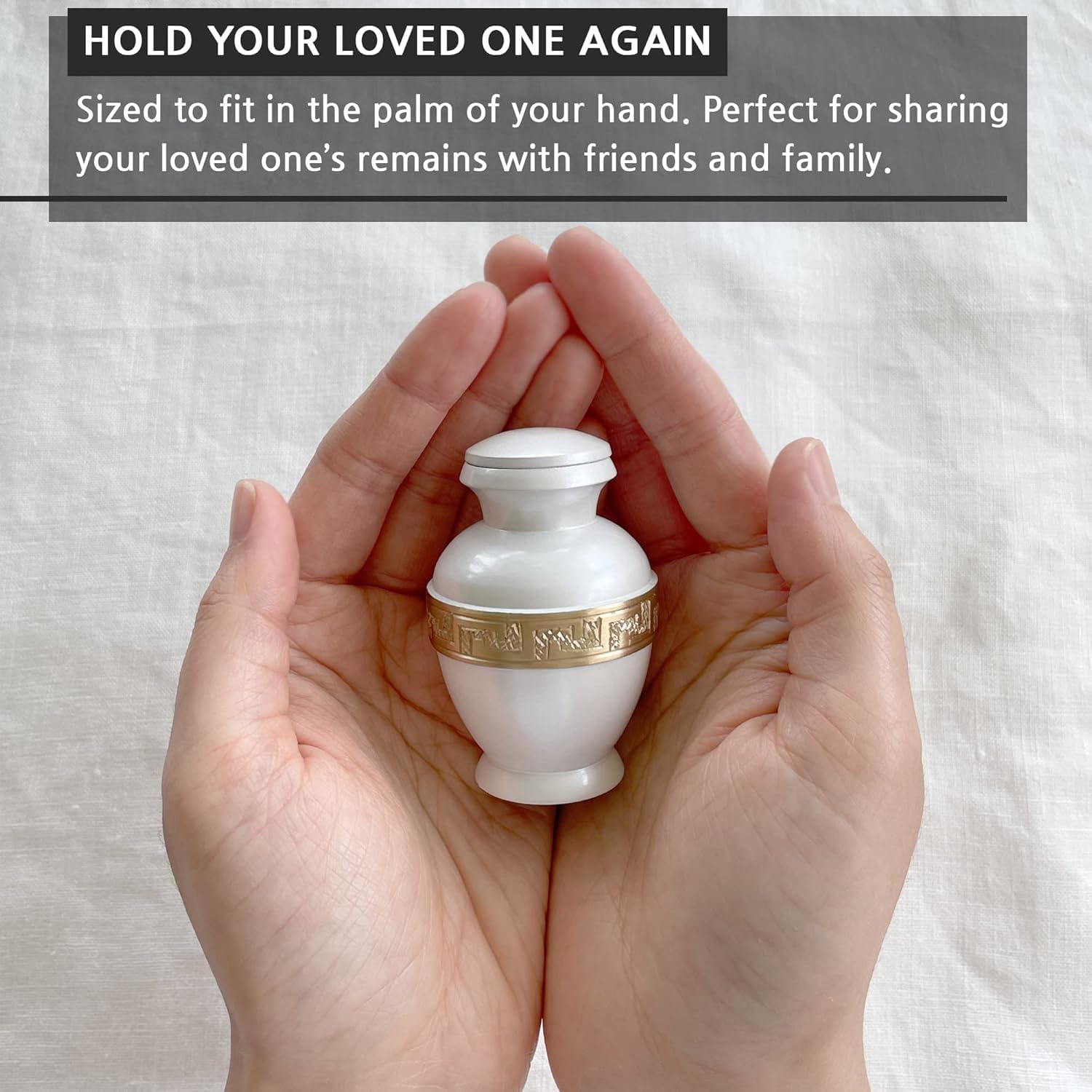 Bold & Divine Small Urns for Human Ashes Keepsake, Set of 6 in Pearl White and Gold, Mini Cremation Urns - Image 2
