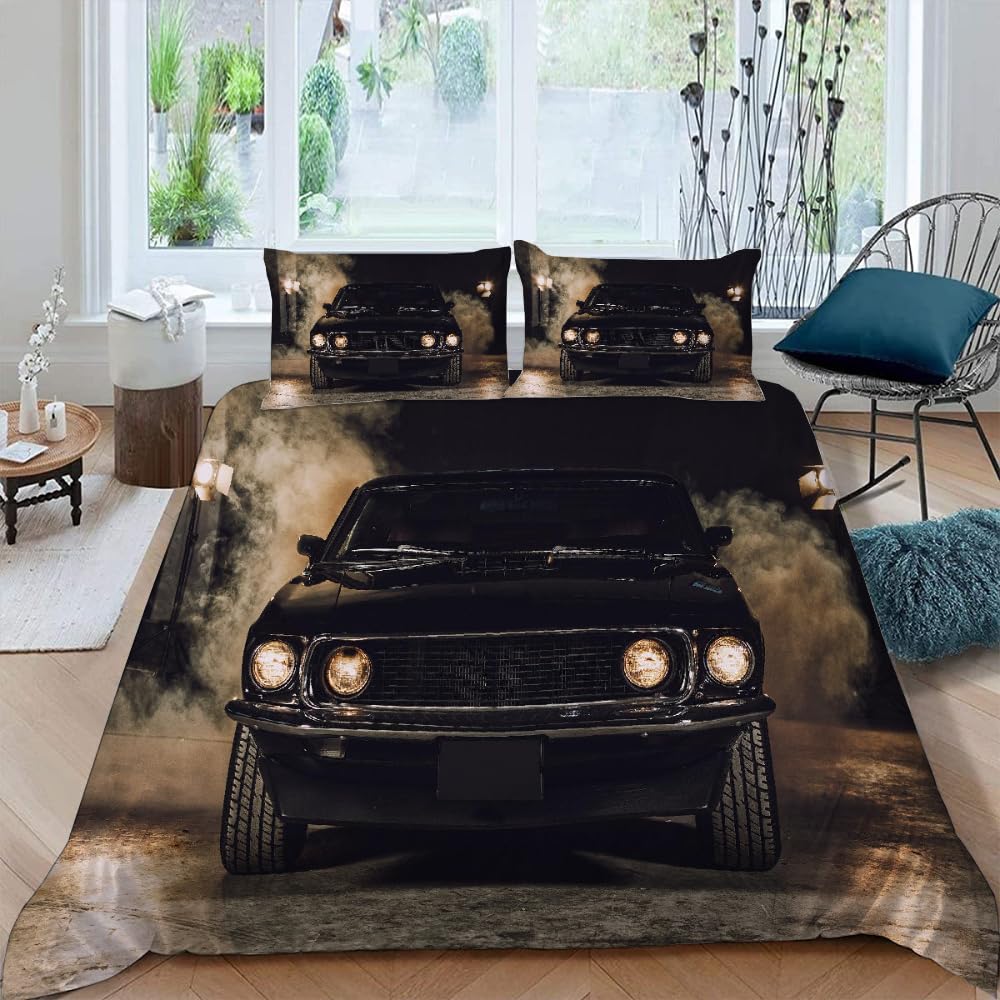 Housse de couette 140x200 garçon voiture de sport parure de lit microfibre 1 personne