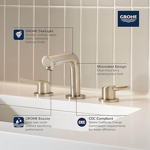 Miniatura 3 de GROHE - Grifo de baño Concetto de 8 pulgadas, con 2 manijas, tamaño chico, latón, de latón, Starlight (20572001)