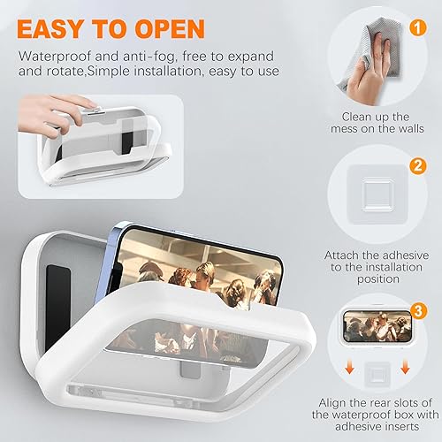 Miniatura 6 de CoguZed Soporte de teléfono impermeable para ducha, actualizado en 2023, rotación de 480, compatible con iPhone 1514131211 Pro Max, Samsung Galaxy y