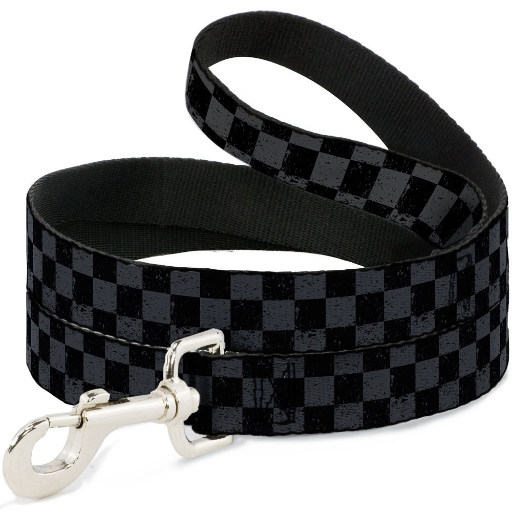 Laisse pour chien Buckle Down Checker Weathered2 noir et gris pour balade citadine