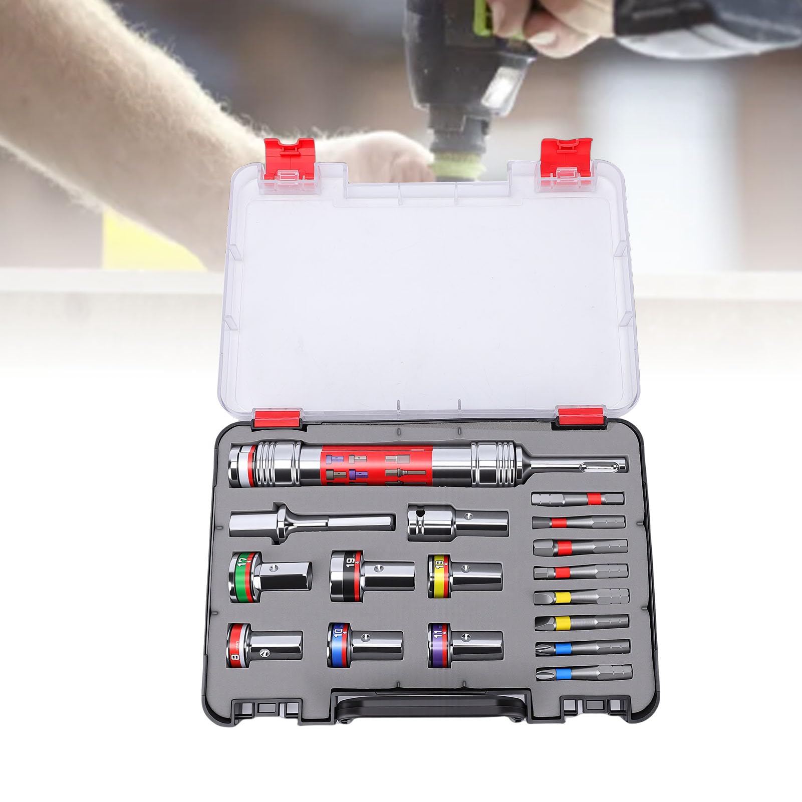 Fockety Set di Prese con Prolunga per Barra a Impatto, 7 Pezzi in Acciaio | Set di punte per cacciavite per installazione domestica, adattatore esagonale da 8 mm, kit di strumenti per la riparazione