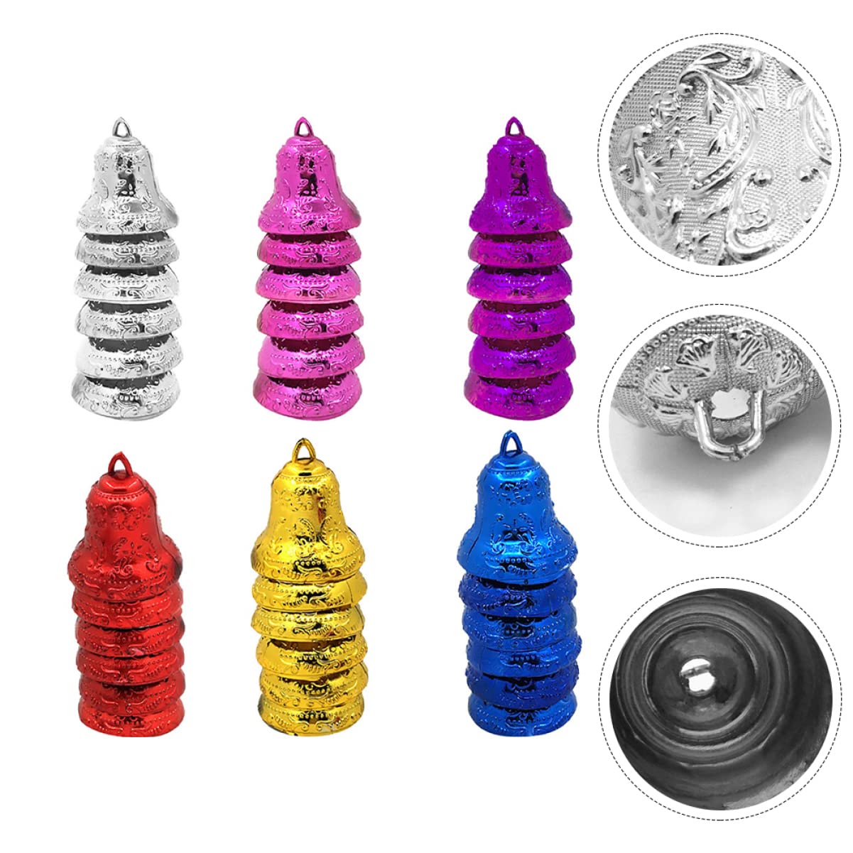 IWOWHERO 6packs/36pcs Christmas Jingle Bells Decor Blue Christmas Tree Accessory Jingle Bell Pendant for Home Decor Random Color