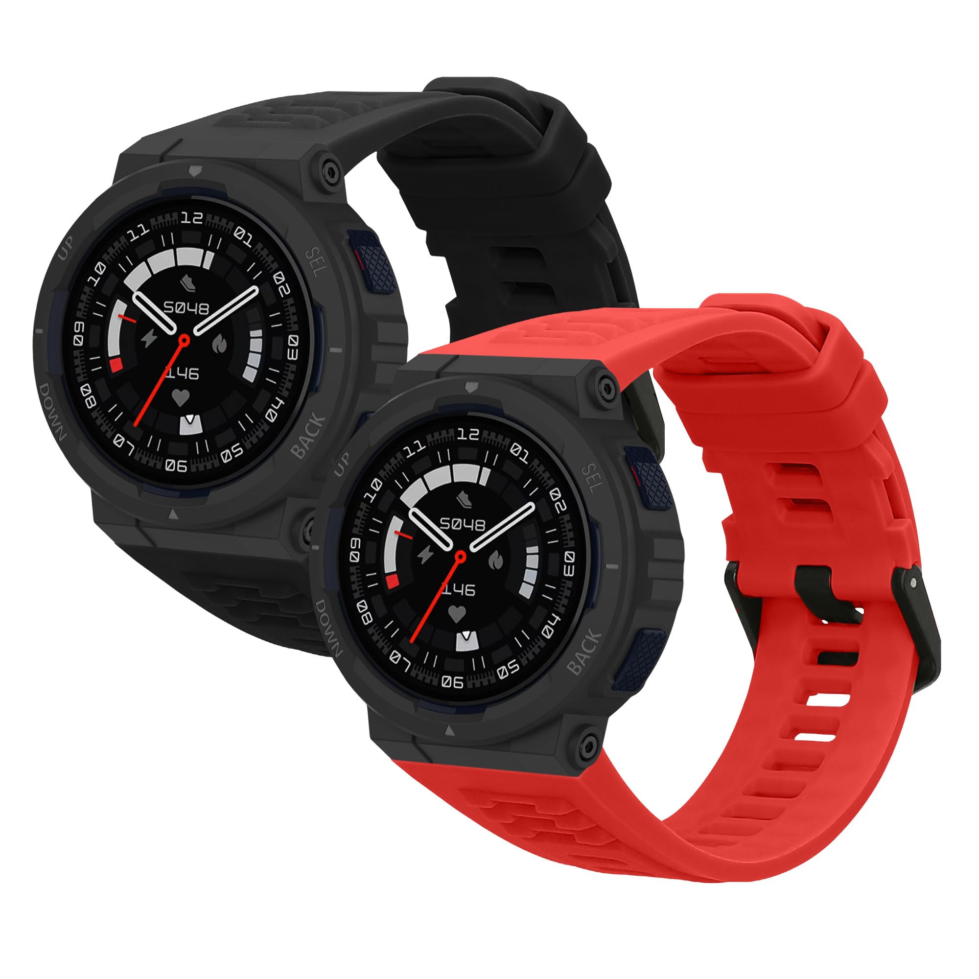 kwmobile Bracelet Compatible with Amazfit Active Edge (A2212) Strap – 2 x Flexible Silicone Straps – Adjustable Size