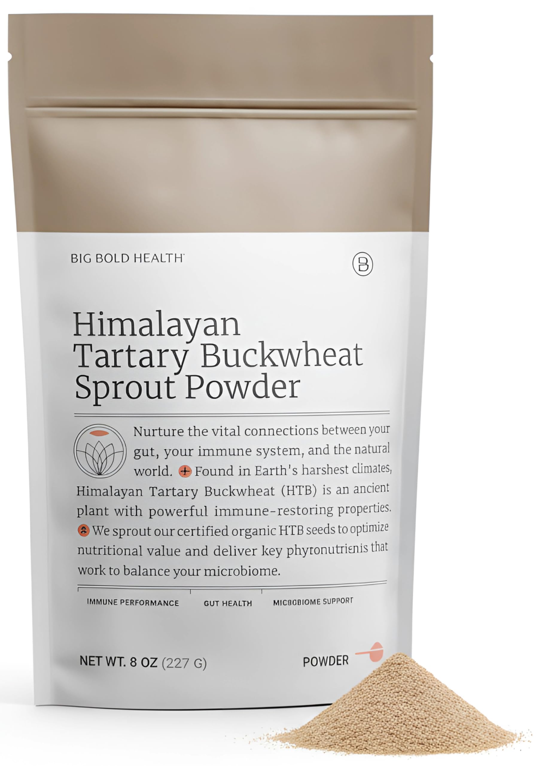 BIG BOLD HEALTH Himalayan Tartary Buckwheat Sprout Powder - Immune Support Superfood with 200x More Polyphenols, Prebiotic Fiber, Non-GMO, Gluten-Free, Grain-Free, Vegetarian, 30 Servings