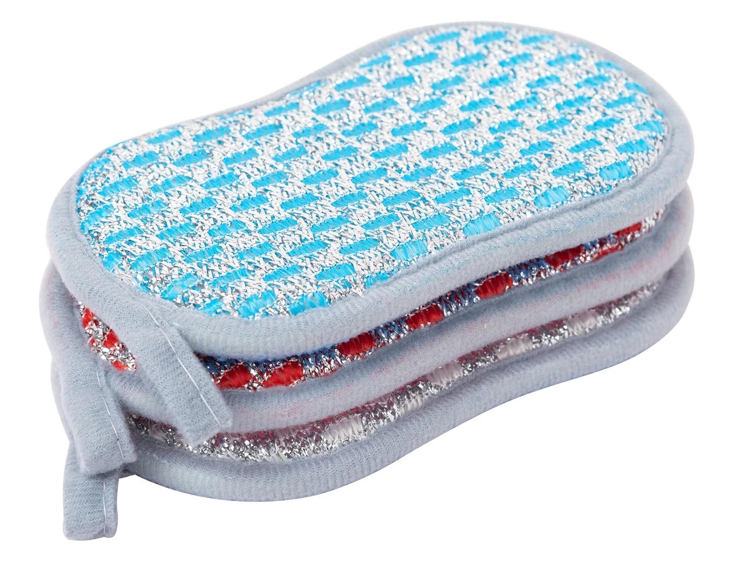 3 Microfibre Sponge Scourer Kitchen Cleaning Pads Non Scratch Dual Side Scrubber